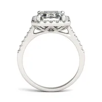 14k White Gold & 4.06 Ct. T.w. Emerald-cut Created Moissanite Halo Ring