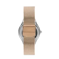 Ladies Lc07407.530 2 Hand Silver Watch With A Rose Gold Mesh Band And A Silver Dial