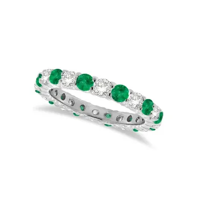 Emerald And Diamond Eternity Ring Band 14k Gold (1.07ct