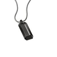 Precisionist Stainless Steel & 0.08 CT. T.W. Diamond Dog Tag Pendant Necklace