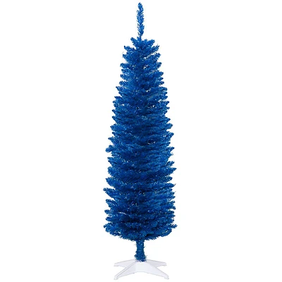 5ft Artificial Pencil Slim Christmas Tree, Deep Blue