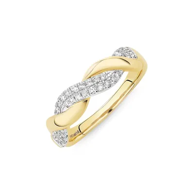 Twist Ring With 1/5 Carat Tw Of Diamonds In 10kt Yellow Gold