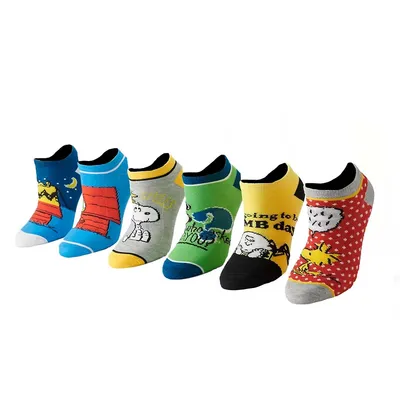 Peanuts Classic Charlie Woodstock Snoopy Lucy Womens 6 Pack Ankle Socks
