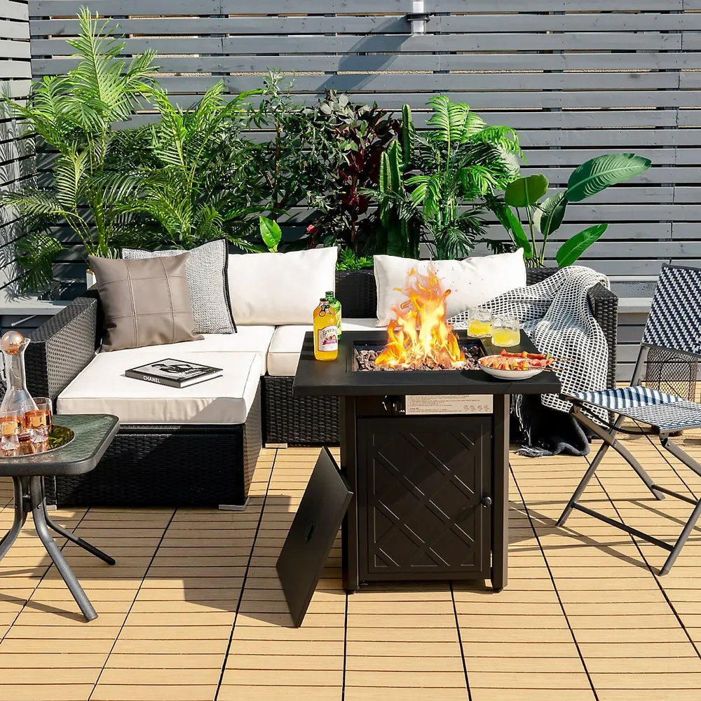 Costway 28 Propane Fire Pit Table 50,000 Btu Patio Square Gas Fireplace W/  Lava Rock | Coquitlam Centre