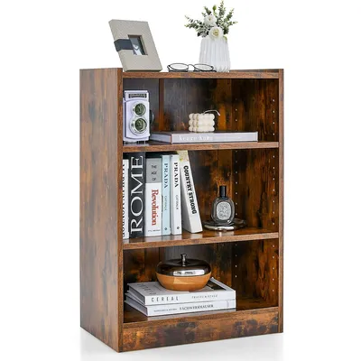 3-tier Bookcase Open Multipurpose Display Rack Cabinet With Adjustable Shelves