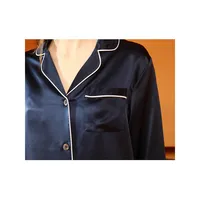 Pasithea Pure Silk Unisex Long Sleeve Pajama Set Navy
