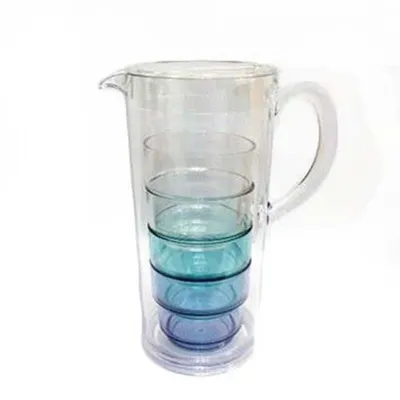 Acrylic Tea/water Jug 1.6l And 4 Stacking Tumblers