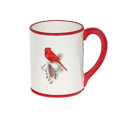 Ceramic Mug (cardinal On Pinecone) - Set Of 2