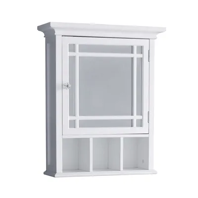 Teamson Home Medicine Cabinet Bathroom Storage 1 Mirrored Door Shelf White