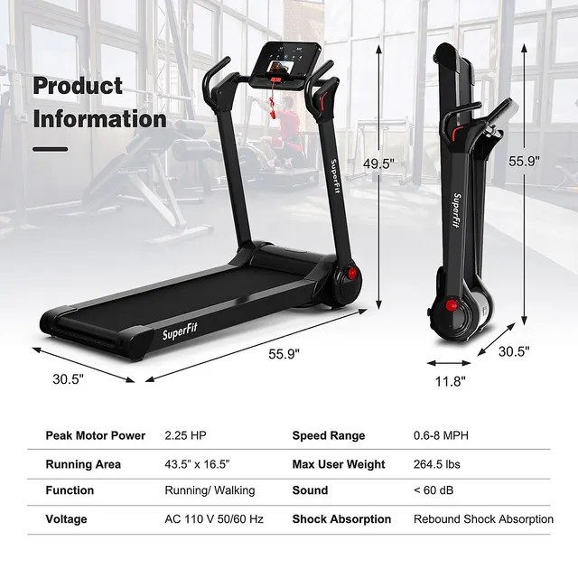 Superfit 4.0HP Foldable Electric Treadmill Jogging Machine w