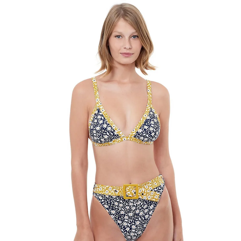 Shimmering Daisies Triangle Bikini Top