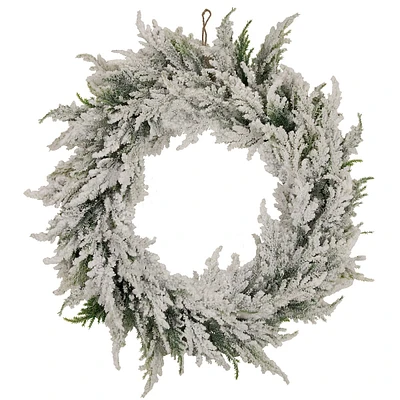 Heavily Flocked Pine Artificial Christmas Wreath - 20-inch - Unlit