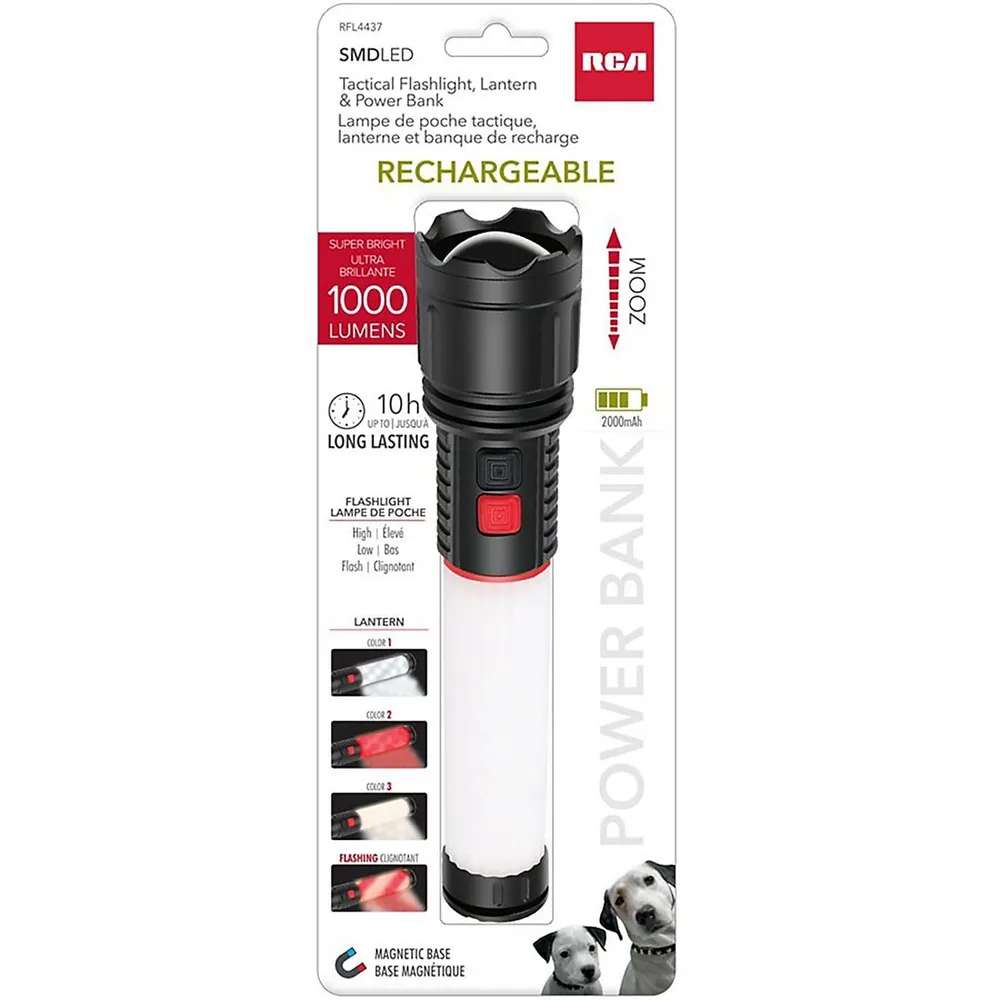 Led Flashlight And Lantern With 2000mah Charging Bank, Rechargeable