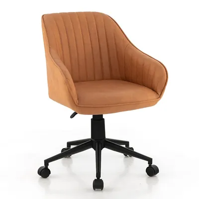 Pu Leather Home Office Arm Chair Adjustable Swivel Leisure Desk Chair