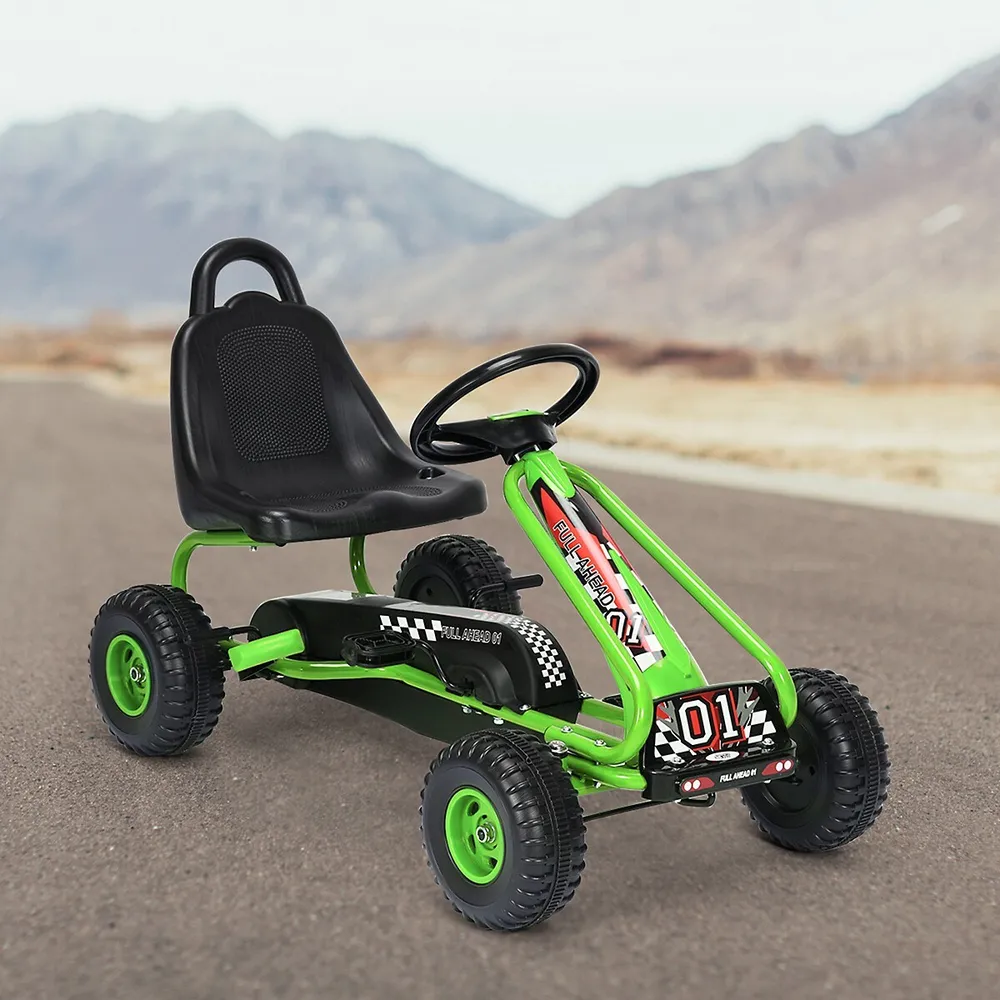 Costway Kids Pedal Go Kart 4 Wheel Ride On Toys W/ Adjustable Seat