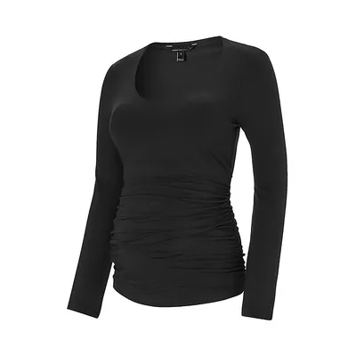 Ruched Scoop Long Sleeve Top
