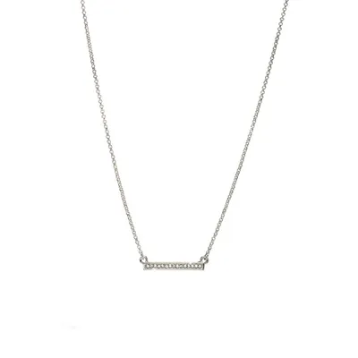 Clear Heritage Precision Cut Crystal Dainty Bar Pendant Necklace