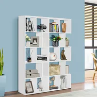 63" Wooden 5-tier Geometric Bookshelf S-shaped Display Shelf Stand Room Divider