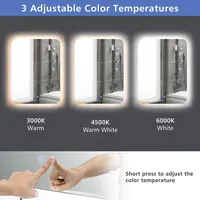 32"x24" Bathroom Led Backlit Mirror Imitated Crystal Frame 3 Color Mode Anti-fog