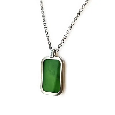 Men's Natural Jade Pendant With 18k Gold Plated Sterling Silver 925 Necklace
