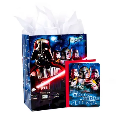 13" Large Star Wars Gift Bag With Birthday Card And Tissue Paper