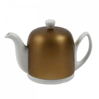 Salam White Teapot With Bronze Aluminum Lid Cup