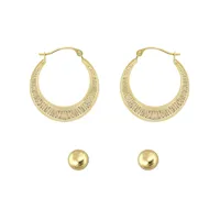 10kt Yellow Gold Ball And Hoop Set Earrings