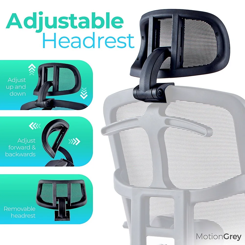 Stylish Ergonomic High Mesh Office Chair With Adjustable Head, Armrest & Lumbar Support
