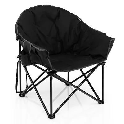 Folding Camping Moon Padded Chair With Carry Bag Cup Holder Portable Navy Browngrey