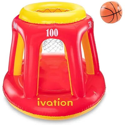 Inflatable Floating Basketball Hoop & Blow Up Ball For Swimming Pool & Water Sports