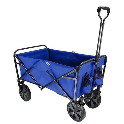 Folding Outdoor Cart, Wheelbarrows, Beach Wagon, Collapsible Utility Garden Cart Green for Lawn, Yard
