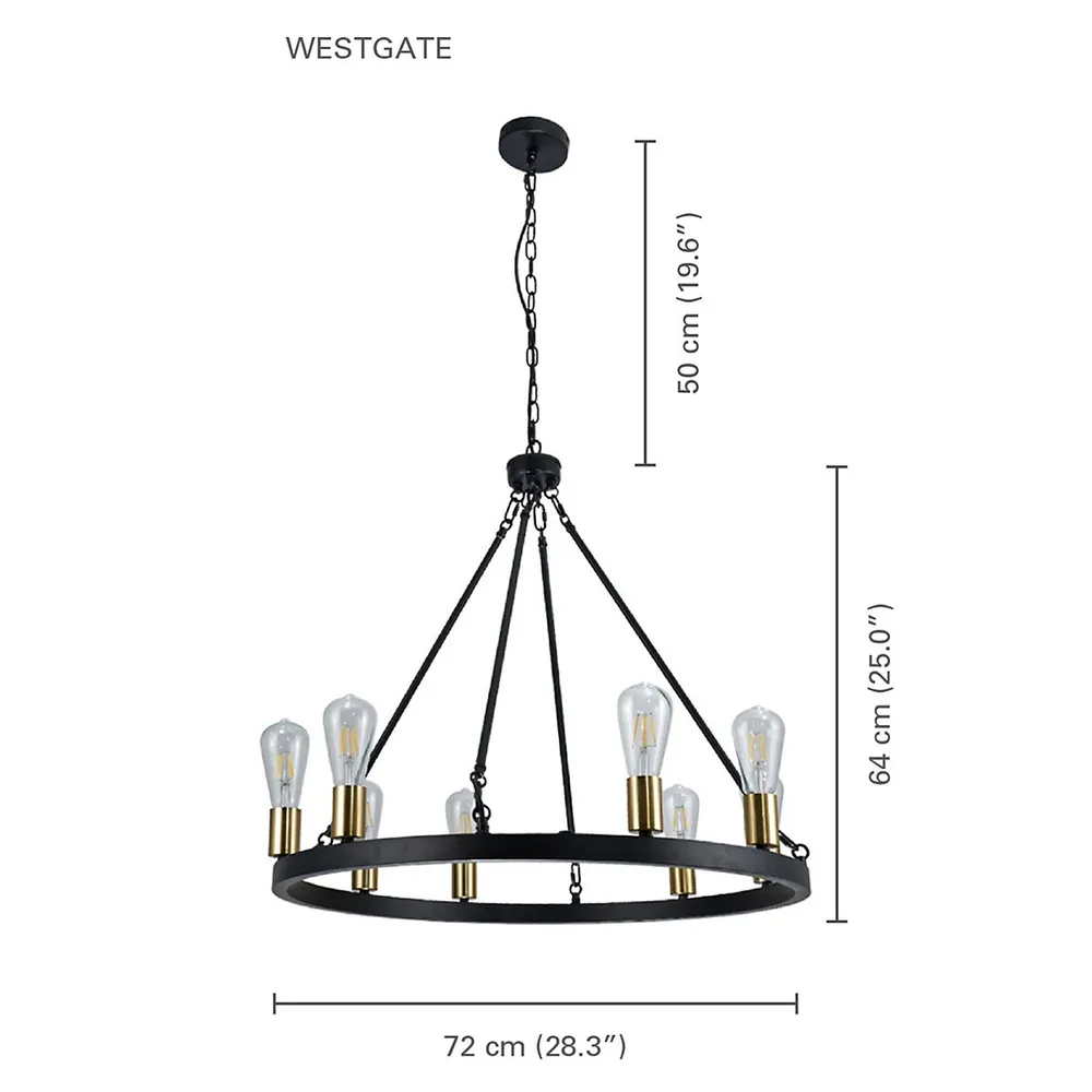 6-light Pendant, 28.3'' Width, From The Westgate Collection, Black