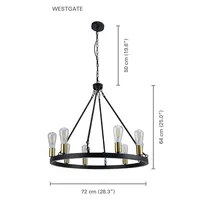 6-light Pendant, 28.3'' Width, From The Westgate Collection, Black