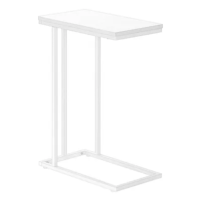 Accent Table, C-shaped, End, Side, Snack, Living Room, Bedroom, Metal, Laminate, White, Contemporary, Modern