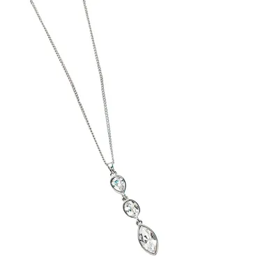 Clear Heritage Precision Cut Crystal Three Stone Necklace