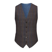 Men's Slim-fit 3pc Blue Contrast Check Plaid Suit