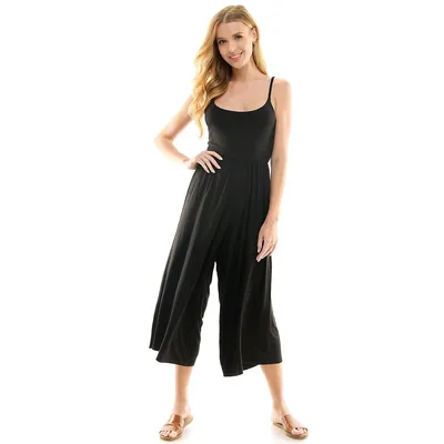 Solid Flare Fit Spaghetti Strap Casual Jumpsuit