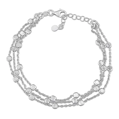 Multi-strand Link Bracelet In Sterling Silver, 7.5 In