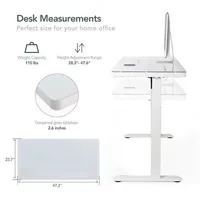 Electric Standing Desk, Height Adjustable Sit Stand Desk With Glass Tabletop And Drawer