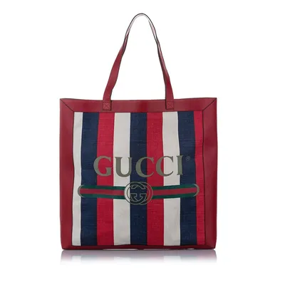 Pre-loved Gucci Logo Canvas Tote Bag