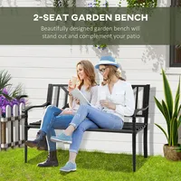 Steel Garden Bench For Outdoor, Black