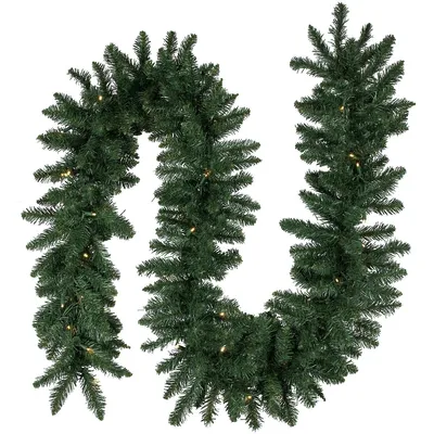 9' X 12" Pre-lit Buffalo Fir Artificial Christmas Garland - Warm White Led Lights