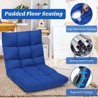 Adjustable 14-position Floor Chair Folding Lazy Gaming Sofa Lounge Chair