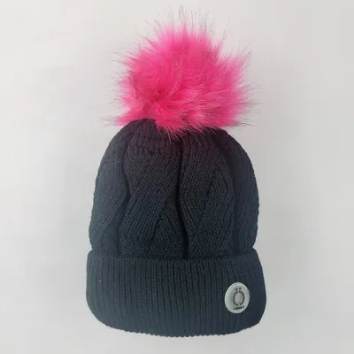 Black Ziggy Tuque Luxury Winter Hat For Kids Ages 2-16 By Ösno - Ski Toque With Removable Pompom Lightweight, Warm, Stylish & Comfortable Beanie