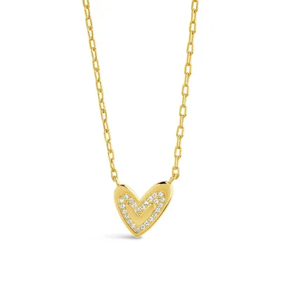 Mabel Cz Heart Pendant Necklace Necklace Sterling Forever Gold