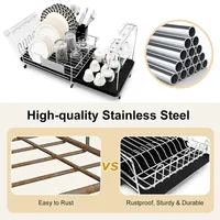 Dish Drying Rack Stainless Steel Expandable Dish Rack W/drainboard&swivel Spout