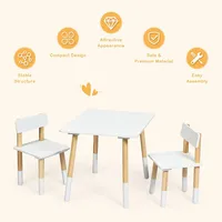 Kids Wooden Table & 2 Chairs Set Children Activity Table Set