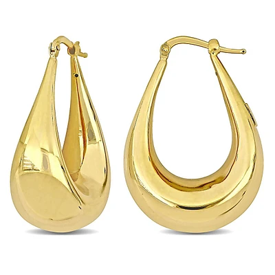 33mm Teardrop Hoop Earrings In 14k Yellow Gold