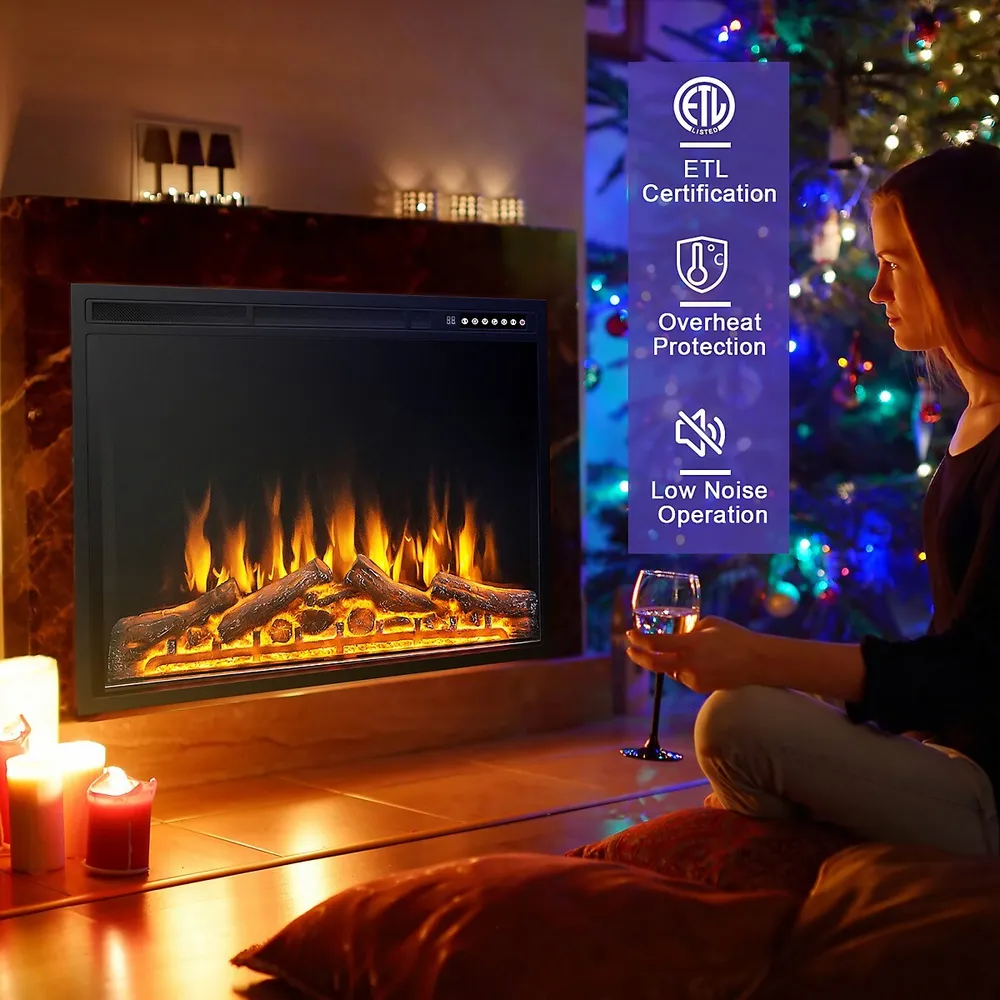 Costway 3437electric Fireplace Insert Heater Log Flame Effect W/ Remote  Control 1500w | Southcentre Mall