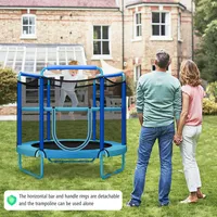 5ft Kids 3-in-1 Game Seamless Trampoline W/ Enclosure Net Spring Pad In/ Outdoor